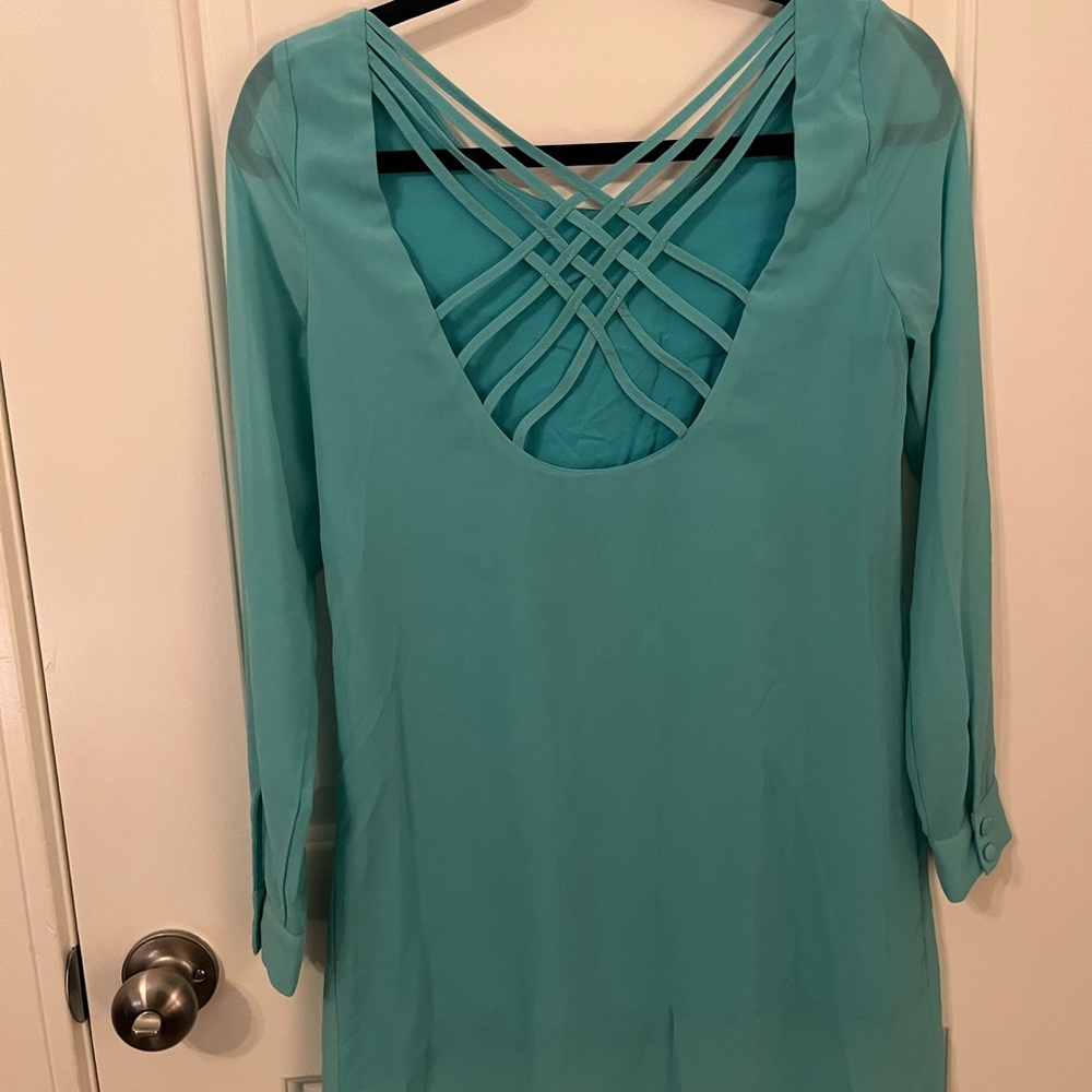 Teal long sleeve dress